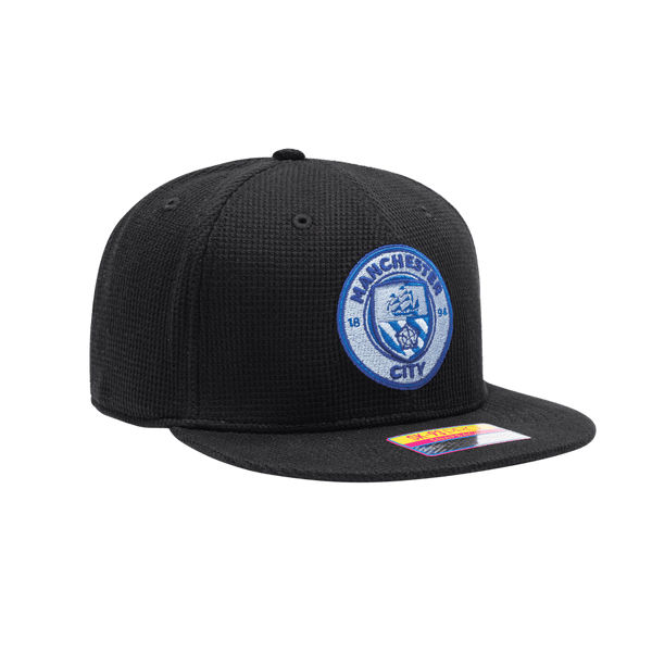 Manchester City Club Ink Snapback with high crown, flat peak brim, and snapback closure, in Black